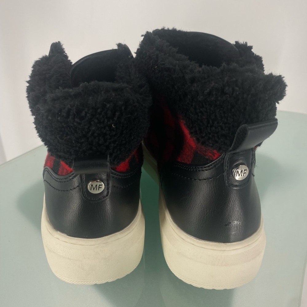 Marc Fisher Fellow Cozy High-Top Sneakers | Plaid & Faux Shearling | Size 8.5 - Picture 3 of 9